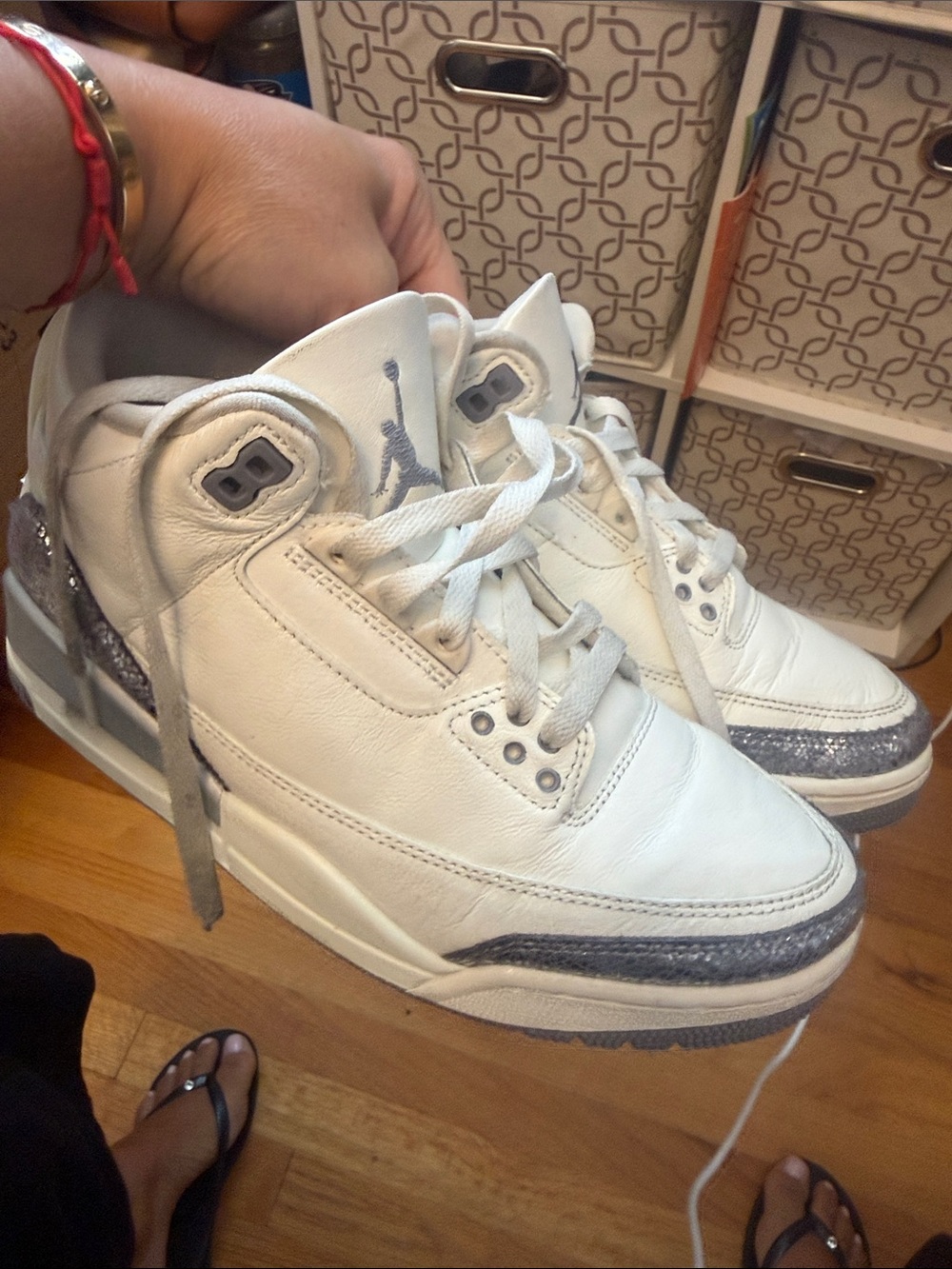 Jordan Kids White Sneakers with Silver Accents